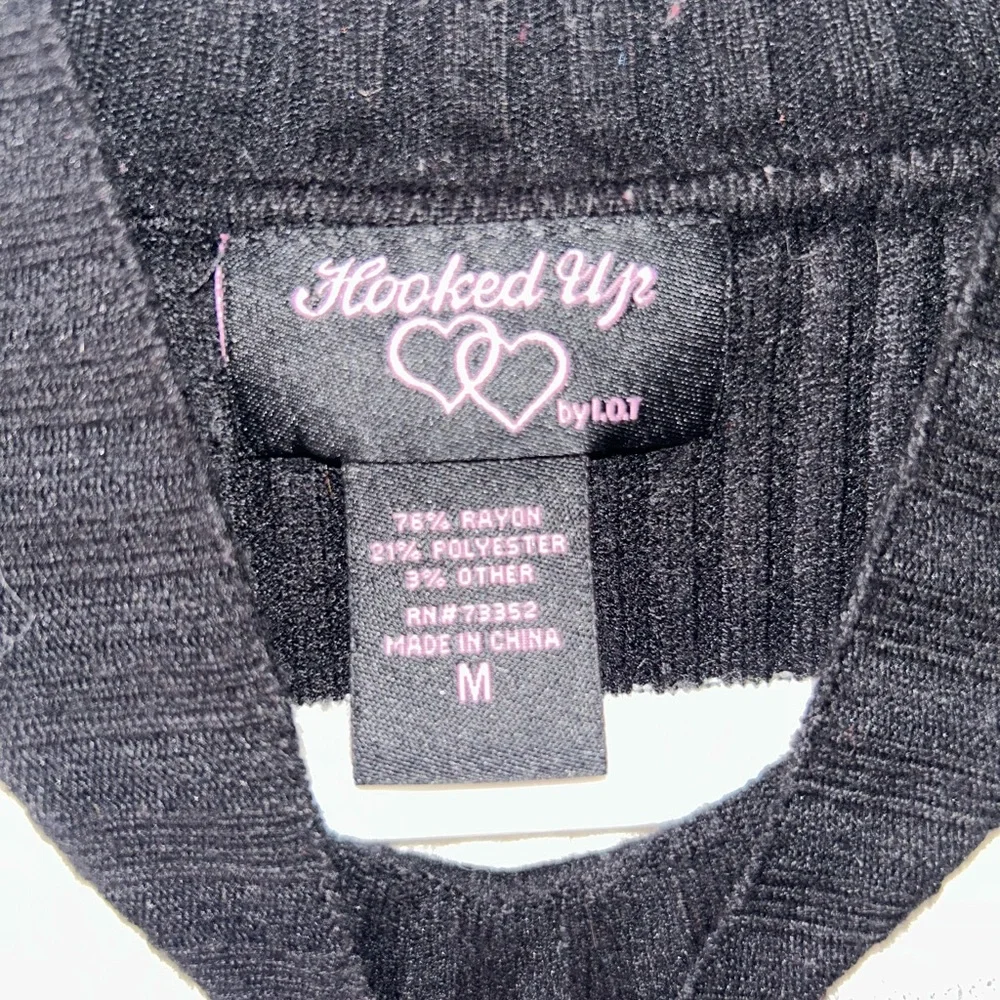 Hooked Up by IOT Black and Gray Striped Turtleneck Sweater